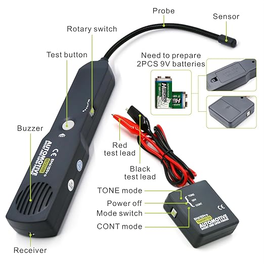 Cable Tracker Electrical Circuit Tester, DC6-42V Wire Tracer Automotive Short and Open Circuit Finder EM415PRO, Wire Tracing Automotive Diagnostics Tool Kit with Buzzer Alarm