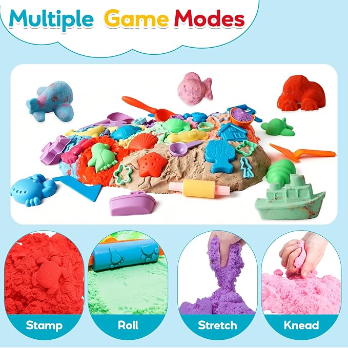 FURWEY Play Sand Set, with 6.6lbs of Colorful Sensory Sand, Plus 10 Tools & - Image 5