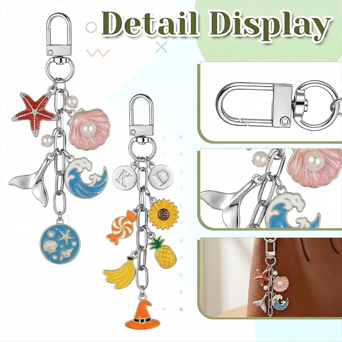 Oqqlin 50 Pcs Keychain Making Kit Bulk, Keyrings Charms - Image 3