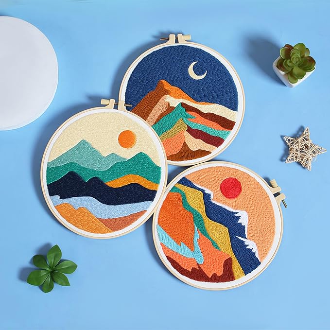 Louise Maelys 3 Pack Landscape Mountain DIY Embroidery Kit - Image 4