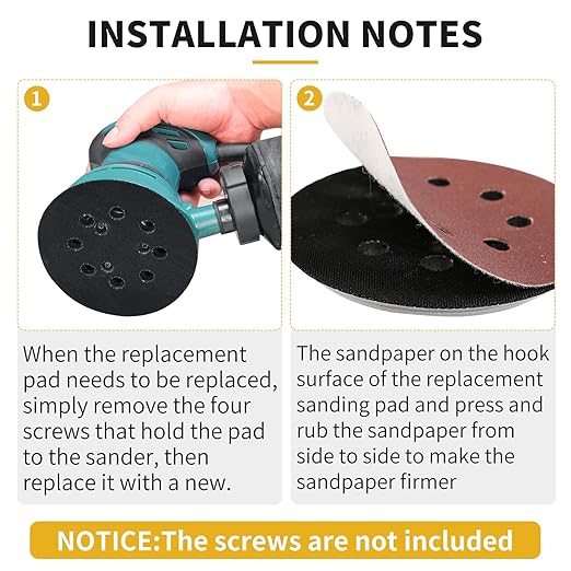 2 Pack 5" 8 Hole Hook & Loop Replacement Sander Pads Compatible with Makita Orbital Sander BO5010 BO5030K BO5031K BO5041K, Replacement Parts #743081-8/743051-7 (3 Screw Holes Sander Pads