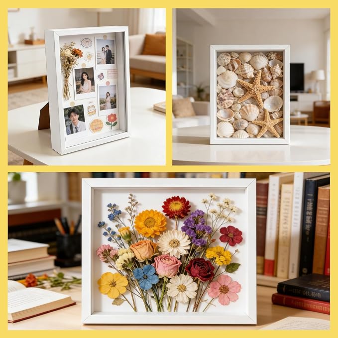 VOKOY 2 Pack 8" x 10" Shadow Box Frame, Wooden White Hollow Photo Frame - Image 7