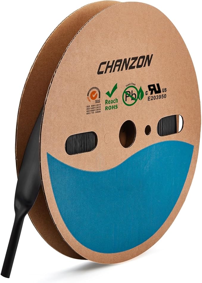 Chanzon 2:1, 45/64" (18mm) Heat Shrink Tubing (80ft Roll) Black Polyolefin Sleeve, Perfect for Diameter Heat Shrink Tubing Applications 1pcs