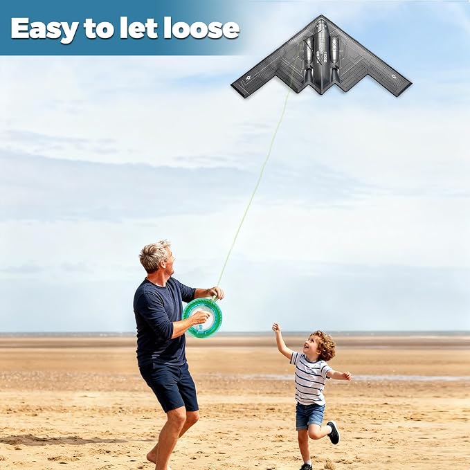 B2 Model Airplane Kite, Large Easy to Fly Kites Adults, 300FT String Reel - Image 2