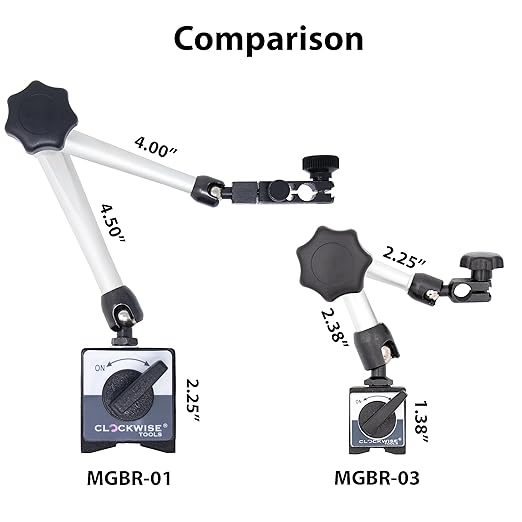Clockwise Tools Mini Magnetic Base, MGBR-03, Magnetic Stand for Digital Dial Indicators, 88lbs Max Pull