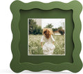 4x4 Picture Frame with Mat for 3x3, Wavy Edge Wooden Real Glass Photo Frame for by THKRLOF