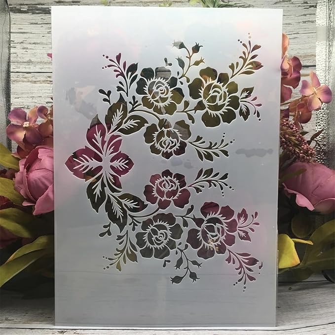 TIAMECH A4 Rose Branch Stencil for Painting | Reusable - Image 4