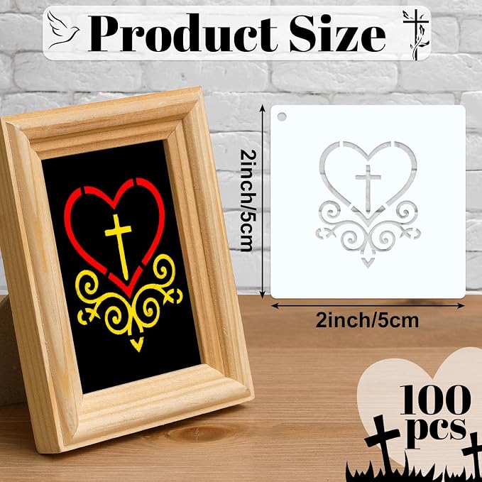 Fainne 100 Pcs 2 Inch Cross Stencils Small Stencils - Image 2