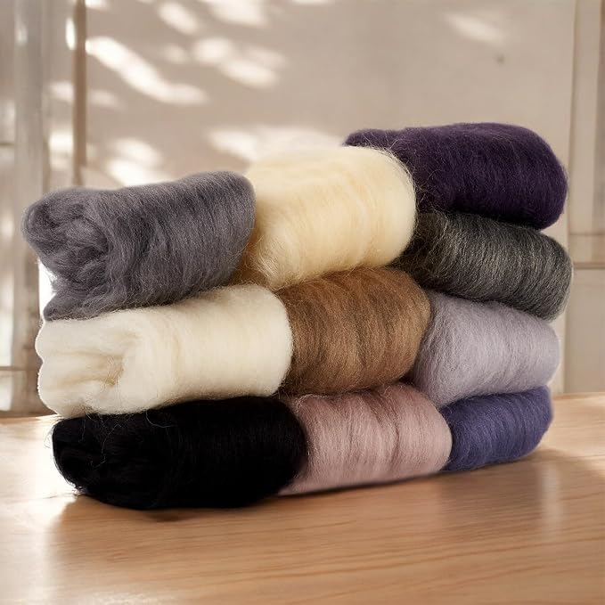 FASHEWELRY 1.76 oz Wool Roving for Needle Felting Kit 10 Colors Felting Wool - Image 6