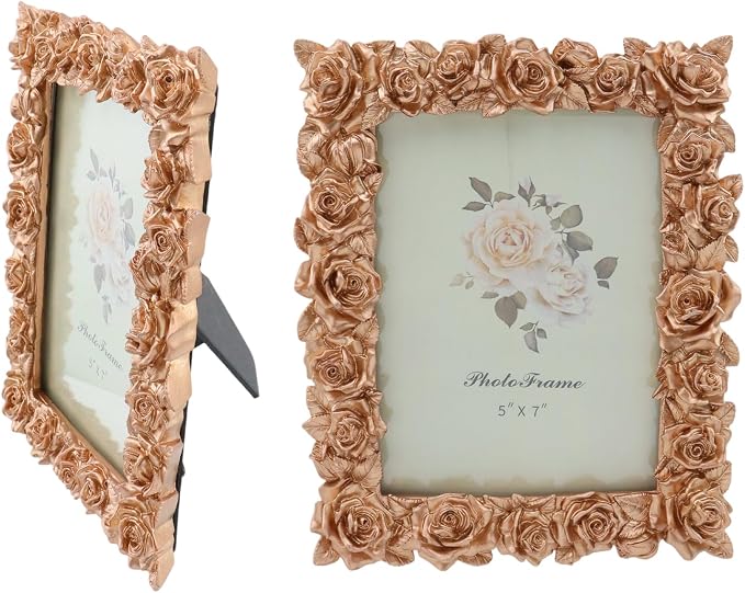 Coshar Picture Frames Rose Gold 5x7 Inch Rustic Photo Frame | Glass Front - Image 3