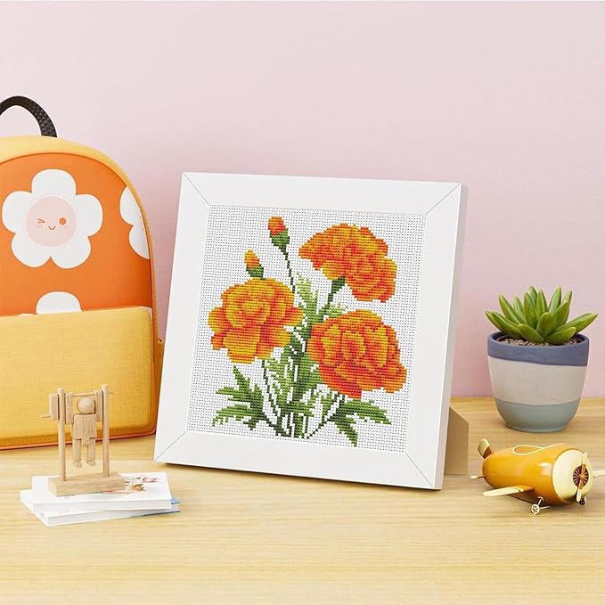 Marigold Cross Stitch Kits for Beginner, Flowers Stamped Cross Stitch Kits - Image 2
