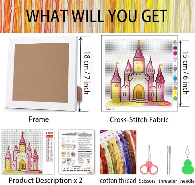 VIGEGU Pink Castle Cross Stitch Kits - Image 3