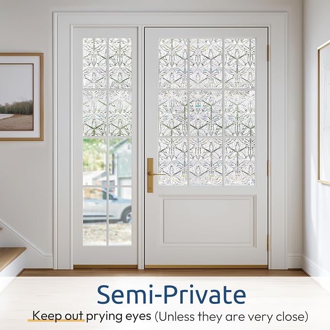 rabbitgoo Window Privacy Film, Diamond Pattern, 35.4" x 78.7" | Stained Glass - Image 4