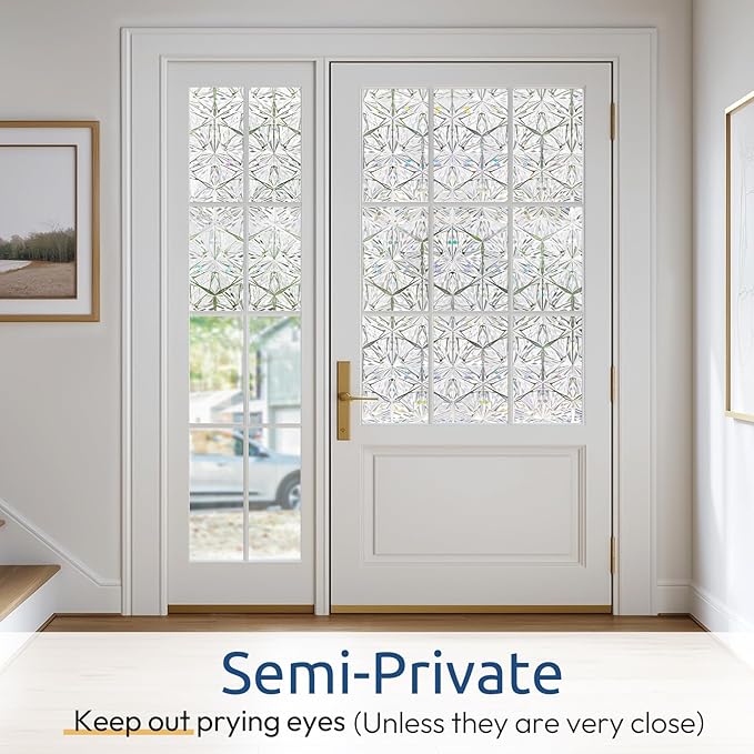 rabbitgoo Window Privacy Film, Diamond Pattern, 35.4" x 157.4" | Stained Glass - Image 4