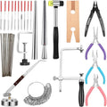 Chumia Jewelers Tools Set Including Jeweler's Saw Frame 144 Blades Third Hand Tweezers Wooden Pin Clamp Multipurpose Needle File Wooden Ring Clamp Ring Sizer Mandrel Measuring Tool Mallet Hammer