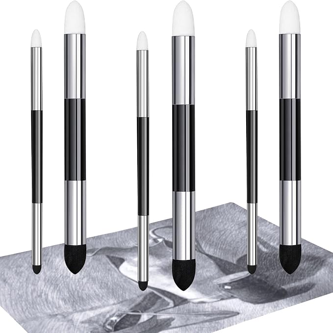 Kosiz 6 Pcs Blending Sponge Pen Double Headed Rub and Buff Washable Sketch by Kosiz
