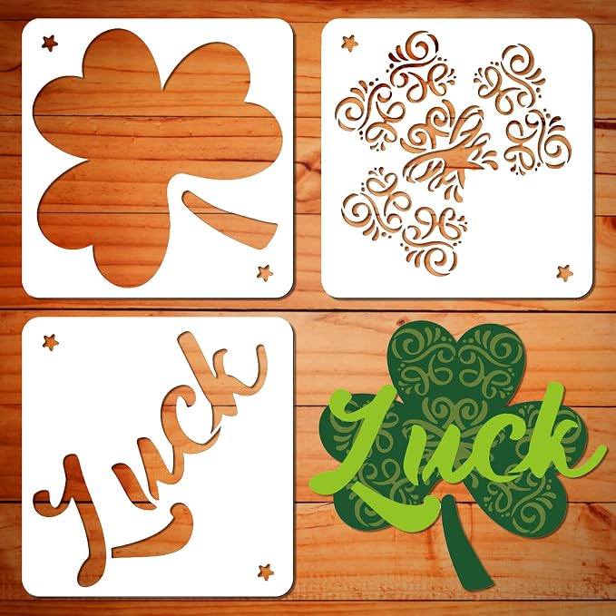 ORIGACH 3 Pcs Large Layered Shamrock Saint Patrick's Day Stencils 11.8x11.8 inch by ORIGACH