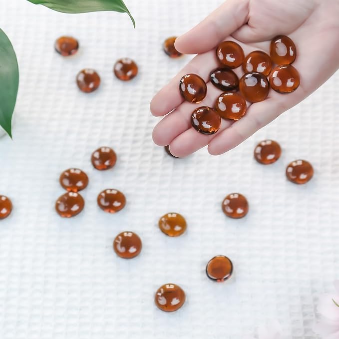 CYS EXCEL Amber Glass Gemstone Beads Vase Fillers Flat Marble Beads Multiple - Image 4