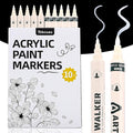 Thboxes White Paint Markers 10 Pack, Dual Tip Acrylic Pens | Fine Tip + Brush by Thboxes