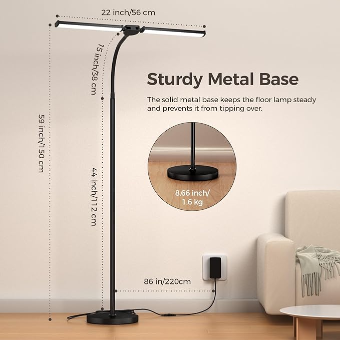 LED Floor Lamp for Living Room, Bright Reading Lamps for Office, Adjustable - Image 4