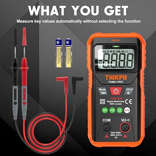 THIKPO TRMS Digital Multimeter 4000 Counts with NCV, Auto-Ranging Multimeter Measures AC/DC Voltage, Resistance, Capacitance, Continuity, Live Wire Detection, Backlight, Data Hold
