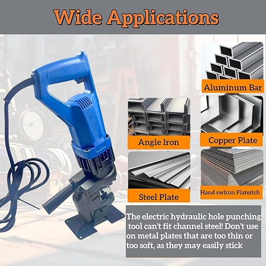 1300W Electric Hydraulic Hole Puncher with 5 Dies (Φ1/4", 3/8", 1/2", 11/16", 4/5") - Angle Steel Punching Machine for Steel, Iron, Aluminum, Copper Plates Mustrod