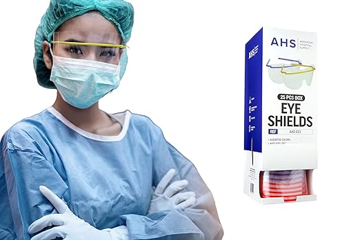 Eye Shield [Box of 25] Pre-Assembled Eye Protective Glasses, Protective Eyewear PPE for Hospitals with Optical-Grade Lenses, Lightweight Frame | Eye Protection Equipment