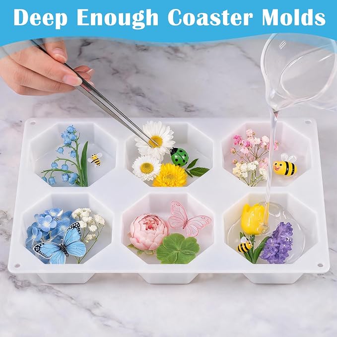 YOILES Deep Coaster Resin Molds Silicone Octagon Silicone Molds - Image 4