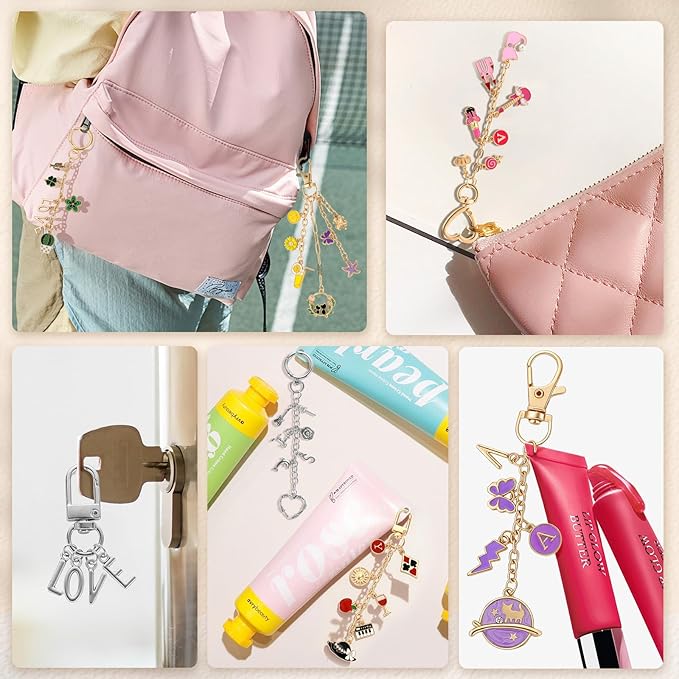 Zefy 552Pcs Charms Lip Gloss Keychain Making Kit, Including 214 Charms 24 Key - Image 4