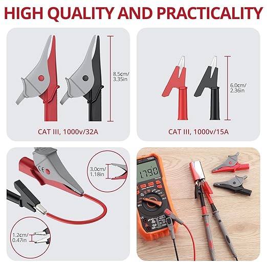 BINTA 25-Piece Silicone Multimeter Leads Kit CAT Ⅲ 1000V 20A with Replaceable Test Probes 4PCS Large/Medium Alligator Clips Tweezer, Professional Leads Kit for Industrial Car Home Electrical Testing