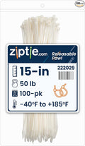 ZipTie.com 15-Inch Natural Releasable Pawl Zip Ties - 50-lb Tensile Strength Cord Management - UL Listed Reusable Cable Ties - UL 21 Listed, UV Resistant, Indoor & Outdoor Multi-Purpose (100-Pack)