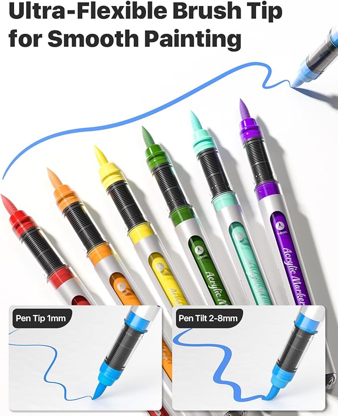 JusArt 48 Colors Acrylic Paint Markers - Image 3