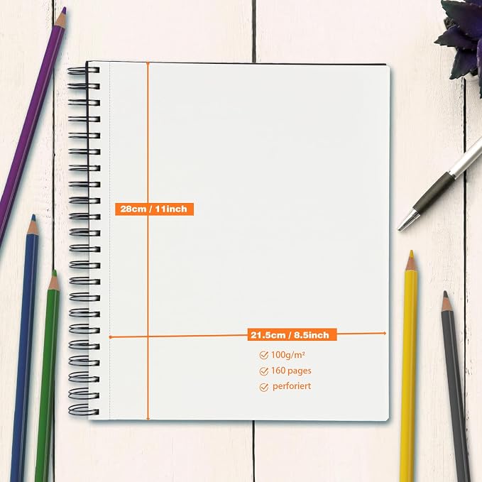 9" x 11" Sketch Book，1 Pack 80-Sheets，Double-Sided Hardbound Sketchbook - Image 4