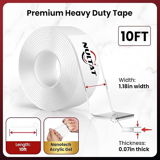 NULTAT Double Sided Tape Heavy Duty, Nano Reusable, Washable Double Stick Tape - Image 3
