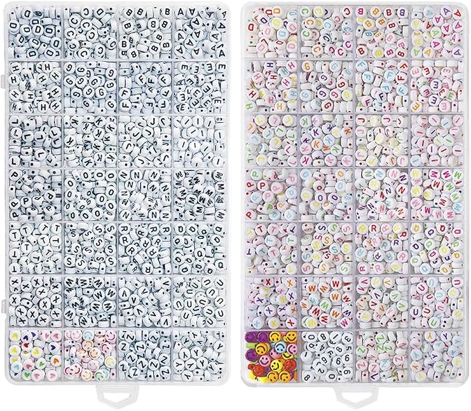 YMSDZHL Alphabet Beads A-Z 1900Pcs Letter Beads, Acrylic 4x7mm Round Letter - Image 6