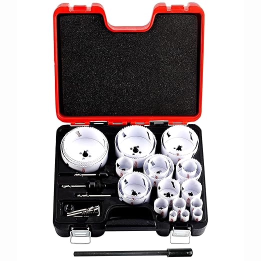 Bi Metal Hole Saw Kit, 30-Pieces All Purpose Combination Hole Saw Set Including 10" Extension, Sizes Range: 3/4" to 4-3/4", Increased Cutting Depth to 2", Ideal for Wood, Metal, PVC, Aluminum