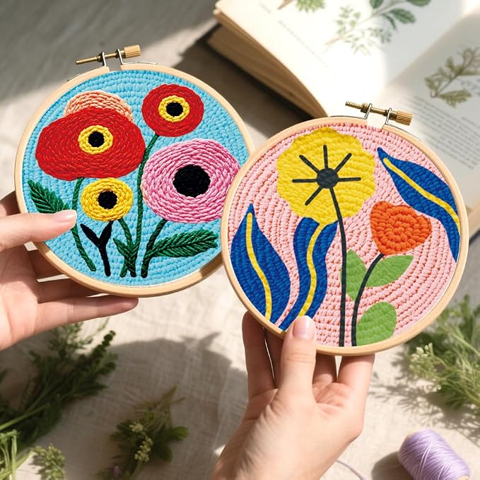 BEUNITONE 2PCS Bohemian Flower Punch Needle Kit - Image 7