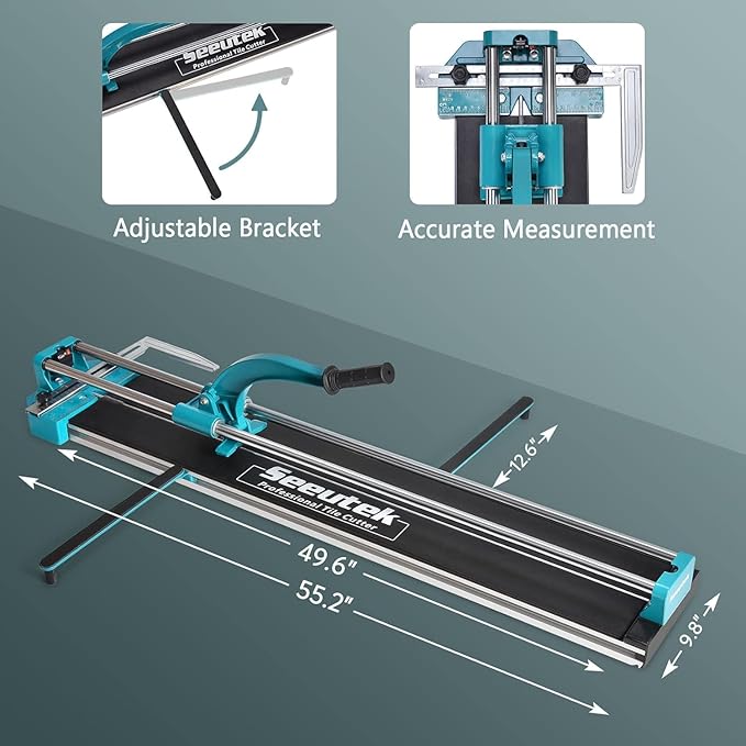 Seeutek Tile Cutter, 48 inch Professional Manual Porcelain Ceramic Tile Cutter, Double Rails Design Tile Cutter Tool, with Extra Tungsten Cutting Wheel and Laser Positioning