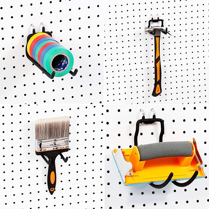 12 PCS Heavy Duty Pegboard Hooks, for Organizing Various Tools, for 1/4 Inch Pegboard, Black