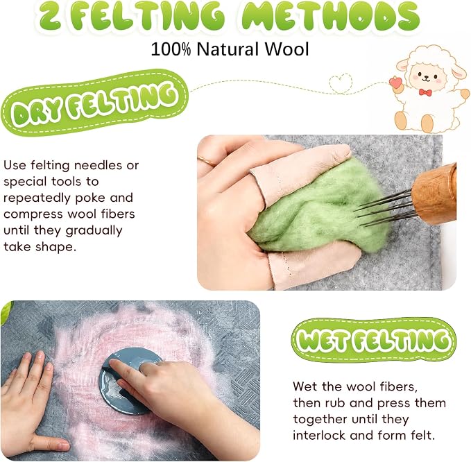 3.53oz Wool Roving: Needle Felting Wool White Roving Wool Felting Supplies Pure - Image 7