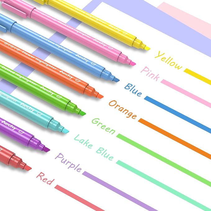 AECHY 8PCS Curve Highlighter Pen Set, Dual Tip Marker Pens - Image 4