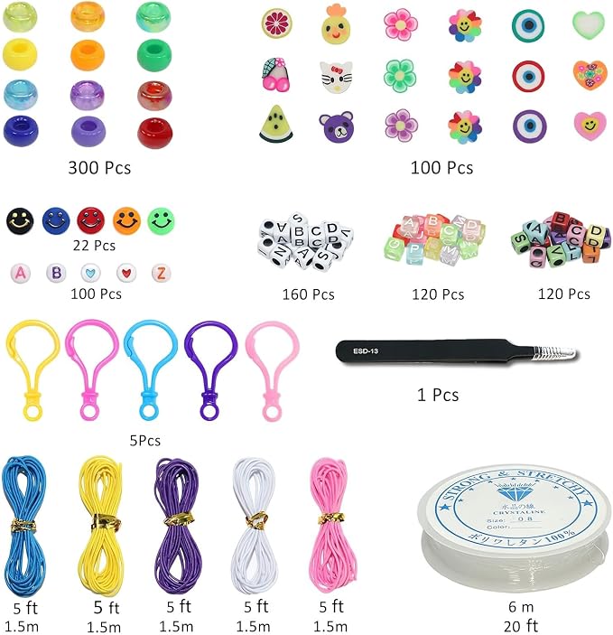 LIS HEGENSA 1000 Pcs DIY Childrens Crafts Beads Friendship Bracelet Kit - Image 3