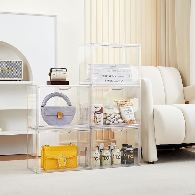 ZLLZUU Acrylic Display Case Large Clear Boxes 3 Pack Stackable Storage Bins | - Image 5