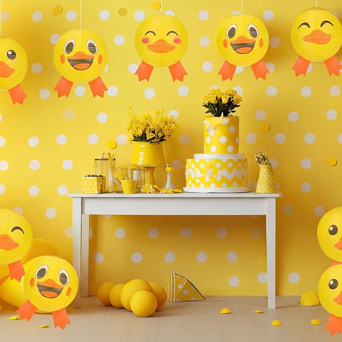 Panelee 12 Pcs Rubber Duck Party Decorations Paper Lanterns 8 Inch Hanging - Image 3
