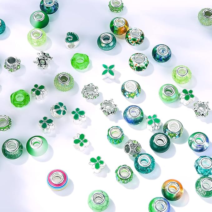 Aipridy European Large Hole Beads, Colorful Glass Charm Beads Set - Image 4