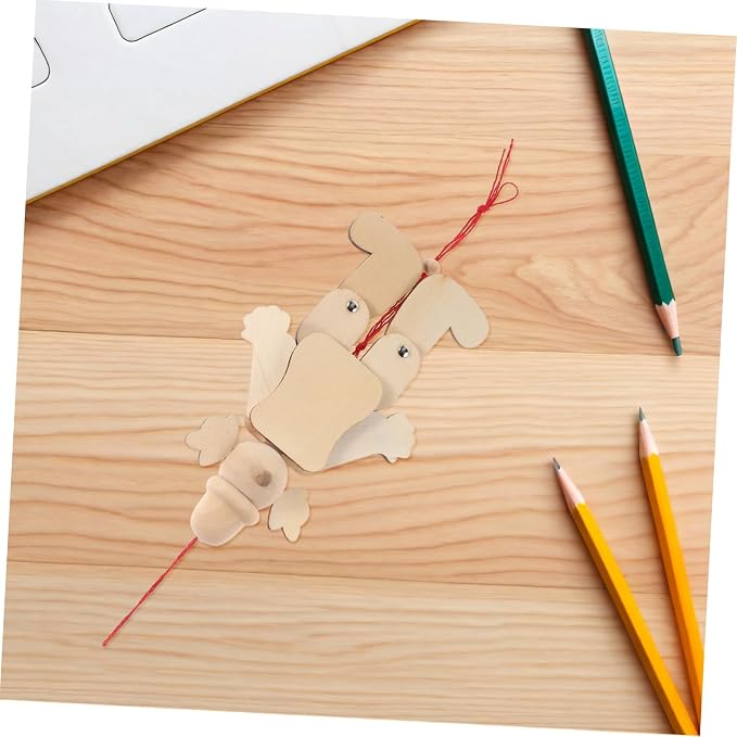 6pcs Wooden Clown Marionette Puppets Unfinished DIY Pull String Puppet - Image 6