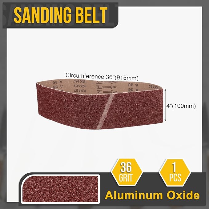 4 x 36 Inch Sanding Belt, 1 Pcs 36 Grit Knife Sharpener Belts Work Sharpening for Belt Sander Knife Carving Tool Metal Working