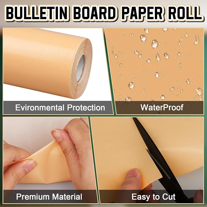 Inkspire Peach Pink Bulletin Board Paper Roll, 14.8FTx18.5IN Large Reusable - Image 3