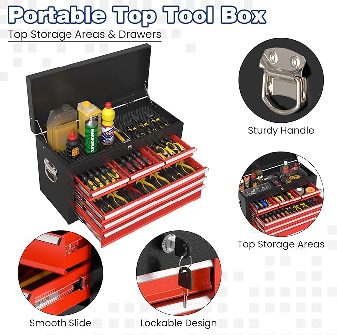 Rolling Tool Chest with Wheels, 8-Drawer High Capacity Tool Box with Wheels, Removable Storage Toolbox with Lock for Garage, Workshop