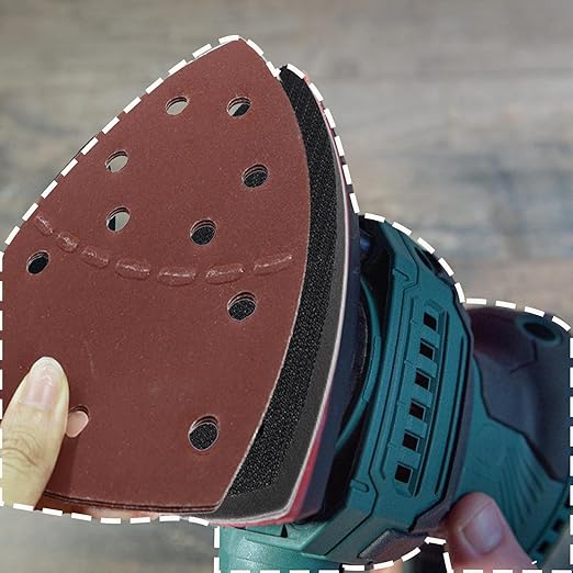 48pcs 152 * 105mm Sand Paper Mouse Sander Sandpaper 40-2000 Grits with 2pcs Detail Sander Paper Interface Pad Hook and Loop Triangle Sanding Pads with 11 Holes for Sanding Machine
